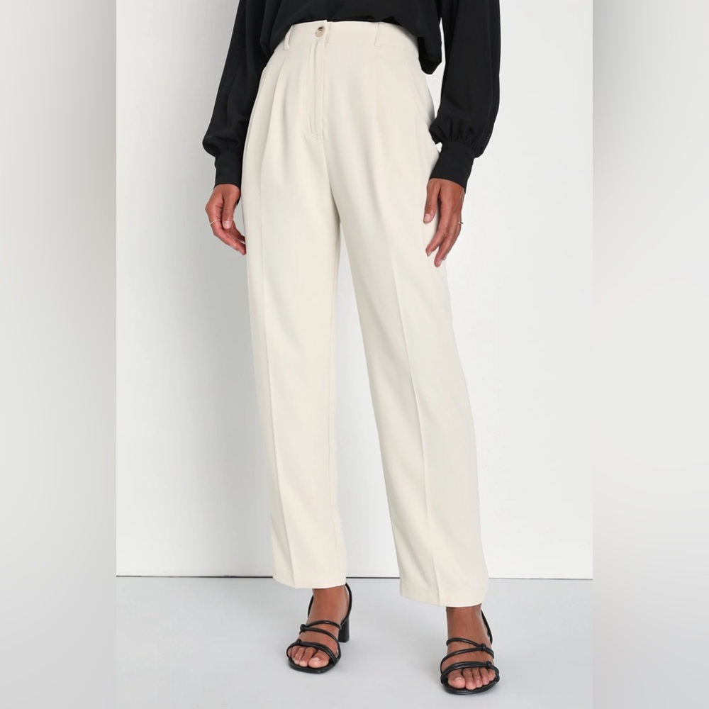 Sophisticated Company Ivory Straight Leg Trouser Pants Size M